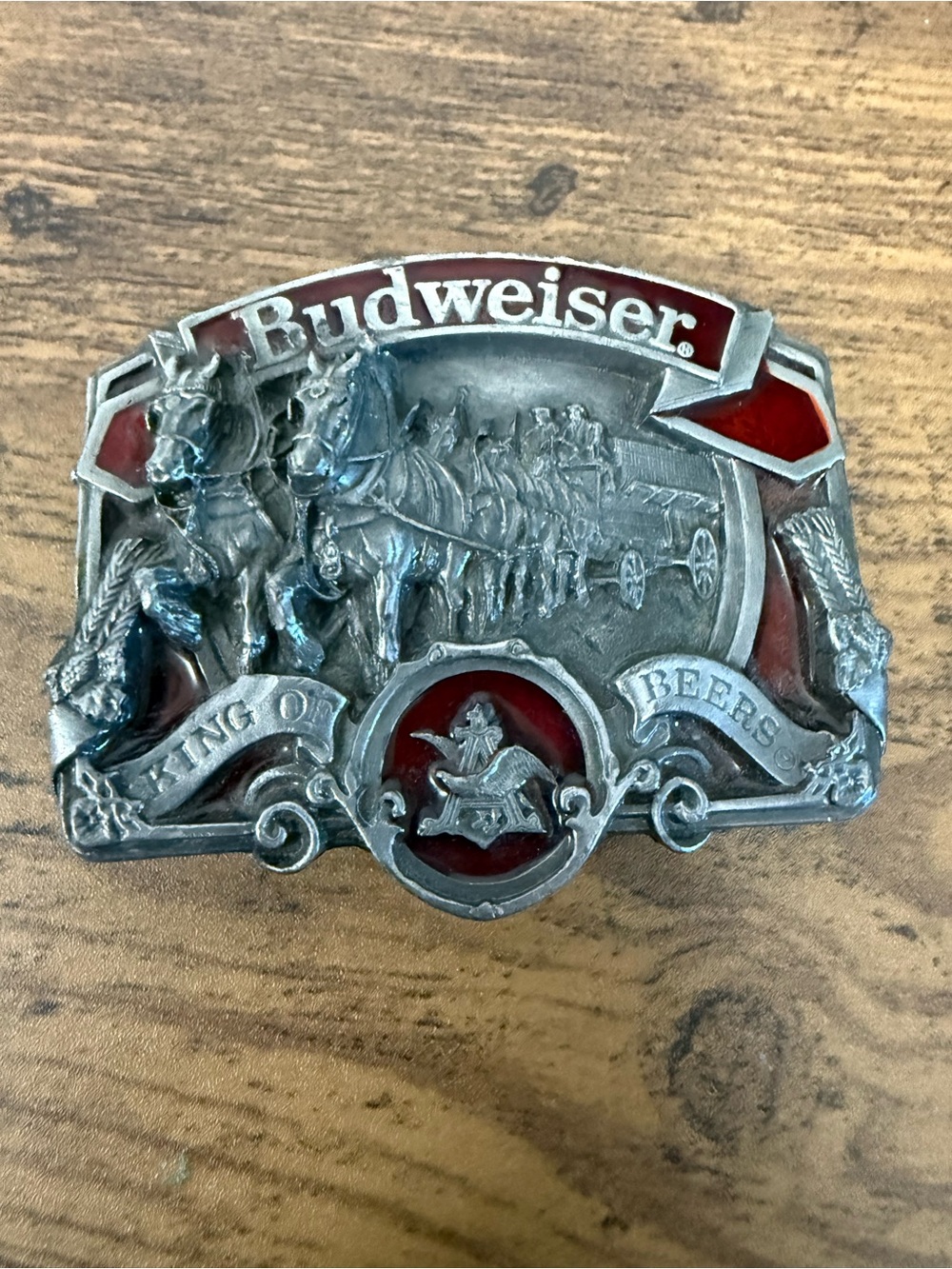 VTG Budweiser Clydesdales Belt Buckle Bergamot Brass Works W-42 Made In USA
